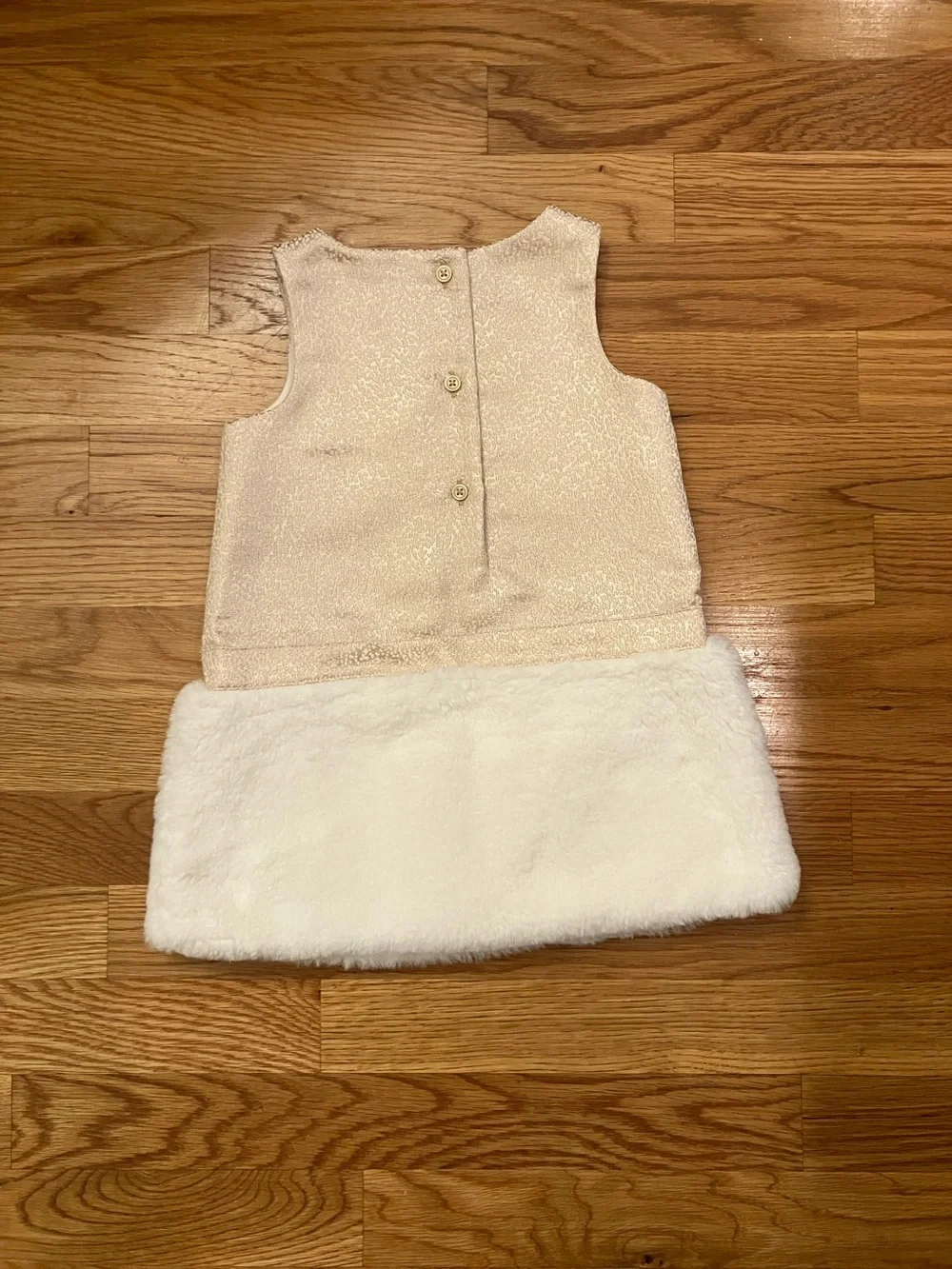 Janie and Jack Gold and Cream Sparkle Faux-Fur Holiday Dress